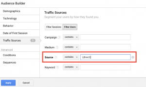 Direct Source Audiences builder
