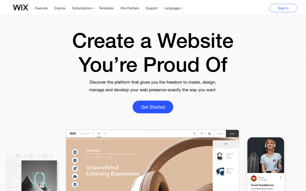 Wix landing page